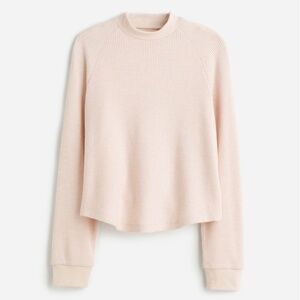 Madewell Cozy Warm Waffle Knit Long Sleeve Crew Neck Tee Shirt Blush Pink SZ S